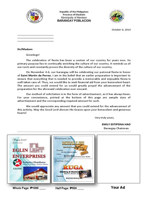 Solicitation Letter Fiesta .
